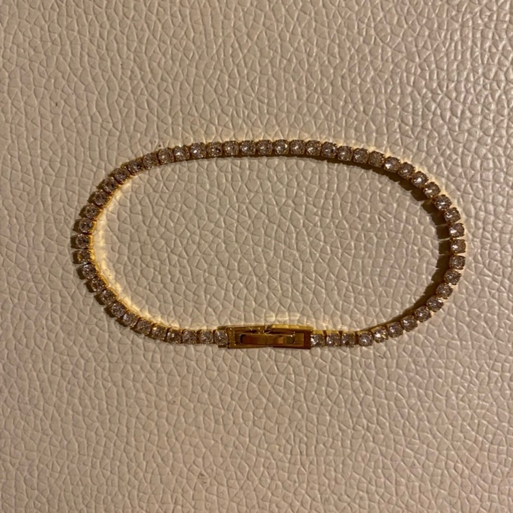 7CT 3mm Round Cut Lab Created Diamond Tennis Bracelet 14K Gold Plated